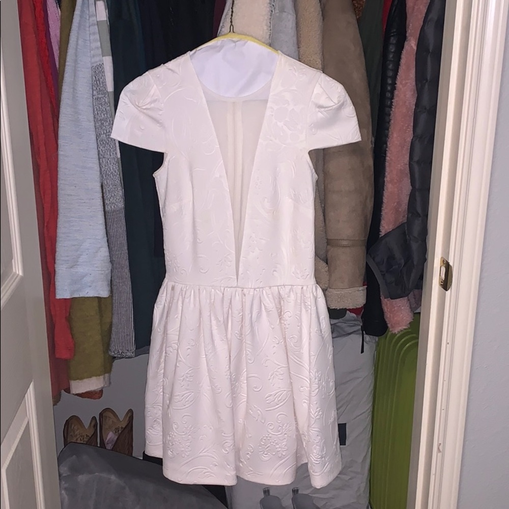 TOPSHOP white mesh detail dress with detail
